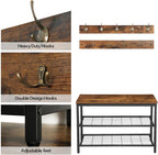 HOOBRO Hall Tree with Bench, Coat Rack Shoe Bench Set, Entryway Shoe Rack with Coat Hooks, Hall Tree Coat Rack, Mud Room, Industrial, for Foyer, Front Door, Rustic Brown BF07MT01