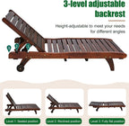 Kids Chaise Lounge Chair Outdoor, Wood Double Pool Lounger Chairs w/Cup Holders, High Backrest, Arm Rest, Activities Furniture for Patio, Garden, Indoor Outdoor