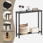 YATINEY Narrow Console Table, 2-Tier Small Sofa Table, 29.5" Thin Entryway Behind Couch Table with Shelves, Industrial Hallway Table, for Living Room, Foyer, Black CT03BB