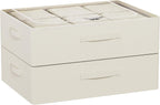 CYhom Under Bed Storage Bins Frame Storage Box Oxford Fabric Sturdy Underbed Container Foldable Stackable Large Capacity Clothes Organizer (Beige, 23.6" x 19.7" x 6.3")