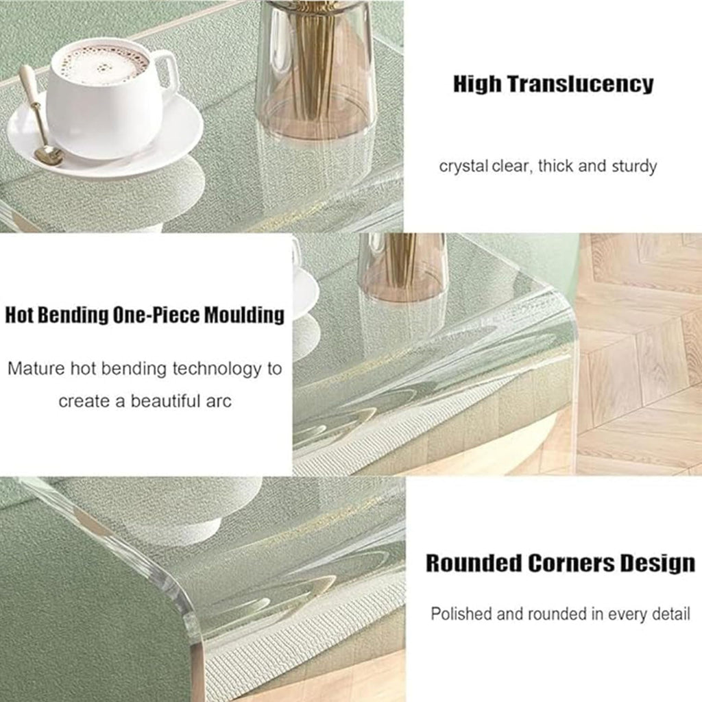 C-Shape Clear End Table, Transparent Small Multipurpose Side Nightstand Bedside, Modern Acrylic C-Shaped Sofa Side Table for Living Room Bedroom Home Decor Office (Orange, 55cm/21.6in, Acrylic)
