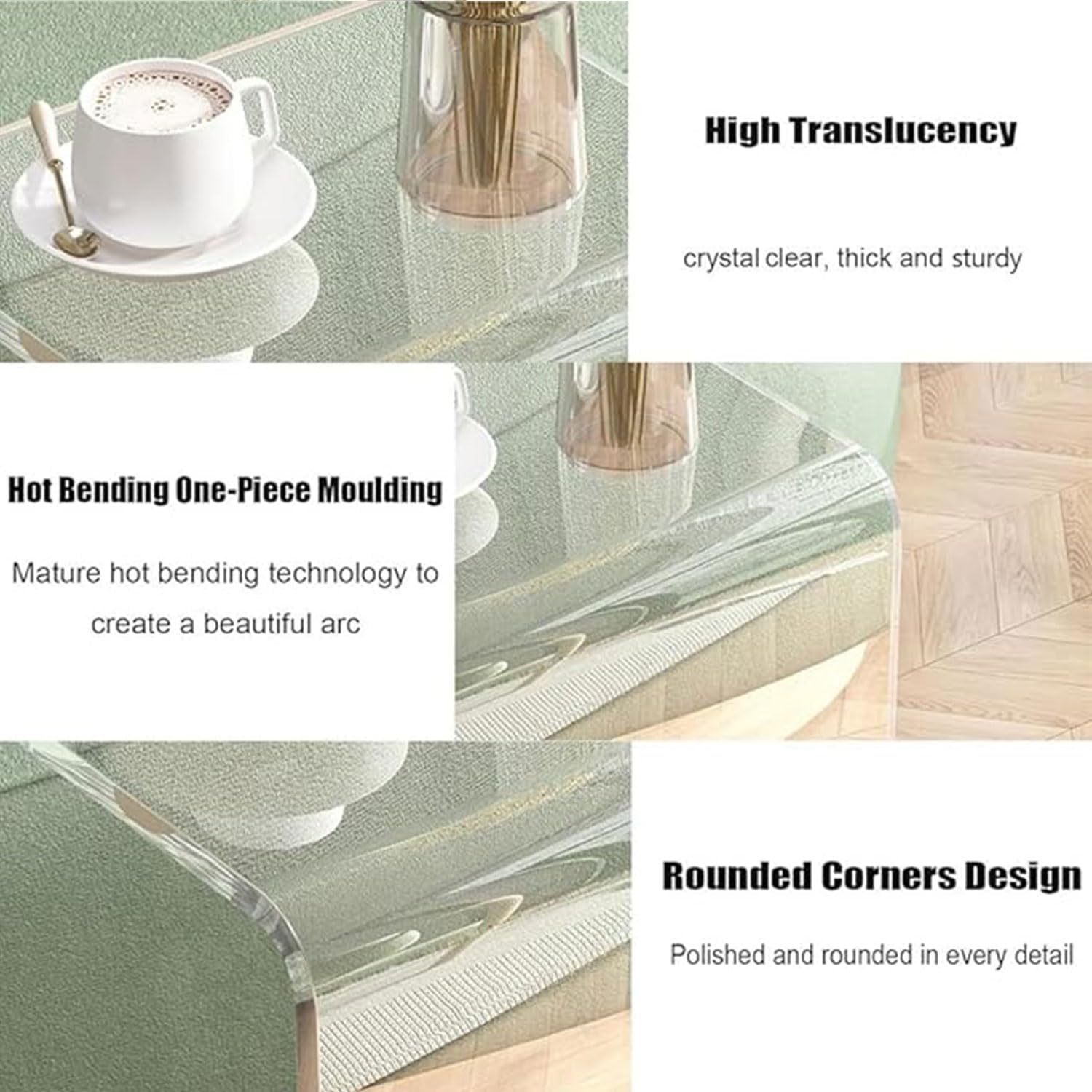 C-Shape Clear End Table, Transparent Small Multipurpose Side Nightstand Bedside, Modern Acrylic C-Shaped Sofa Side Table for Living Room Bedroom Home Decor Office (Orange, 55cm/21.6in, Acrylic)