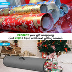 Wrapping Paper Storage Bag | Wrapping Paper Organizer Under Bed for Storing Multiple Rolls of Gift Wrap, 40” Length Container Constructed of Durable 600D Oxford Material (Gray)
