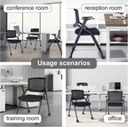 Upgraded Folding Chair with Wheels and Padded, Ergonomic Mesh Back and Arms for Office, Meetings, Conferences, Receptions, Training Rooms & Folding Office Chairs