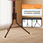 Coat Rack Freestanding,12 Hooks Metal Coat Racks with Umbrella Holder,Sturdy Hall Rree,Easy Assembly Coat Rack Stand for Hanging Scarf,Purse,Hats,Jacket(Brown)
