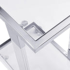 Acrylic Sofa Side Table C Shaped End Table with Wheels, Rolling Bedside Laptop Snack Table with Glass Top,Mobile Breakfast Tray Table with Clear Acrylic Frame