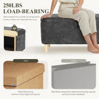 Ottoman with Storage, Storage Ottoman Bench, Entryway Bench with Wood Legs for Living Room, Bedroom, Sitting Area, Dark Grey
