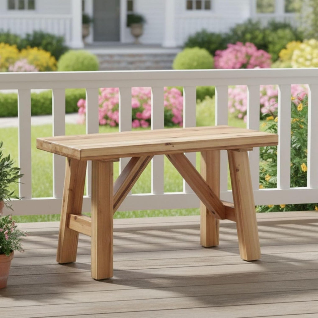 Solid Wood Entryway Bench, 30" Rustic Small Wooden Bench Narrow Farmhouse Wood Bench Seat Entry Way Bench Indoor for Living/Dining Room, Small Hallway Bench, Porch, Handcrafted, Natural