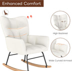 Nursery Rocking Chair, Rocking Chairs for Nursery, Baby Rocker Chair, Glider Rocker, Anti-Tip Safety Design, 440 Lb Weight Capacity, Cotton Fabric Cover, White
