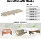 Bench Cushion 5cm Thick,Bench Seat Pad 80/100/120/140/160/180cm Linen Bench Seat Cushion 1/2/3 Seater for Indoor Outdoor Patio Garden Sofa Furniture(Blue,200x30x5cm)