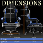 Gaming Chair with Pocket Spring Cushion and Footrest, Ergonomic Computer Chair for Adults, Breathable PU Leather Game Chair