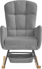 Grey Teddy Rocking Chair Outdoor Adulto Bedroom Nursery Indoor Wooden,A3 | Soft teddy fabric surface, high backrest, well-placed armrests, easy assembly with detailed instructions
