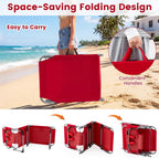 COSTWAY Tanning Chair with Face Hole, Folding Beach Lounge Chair with 4-Position Adjustable Backrest, Pillow & Side Pocket, Foldable Chaise Lounge Chair Outdoor for Sunbathing, Camping (1, Red)