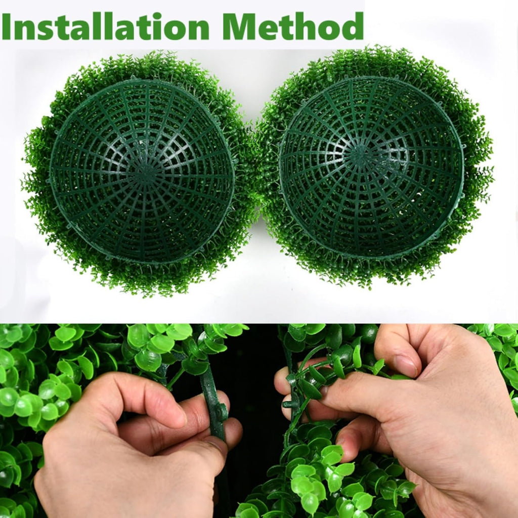 Hotop 2 Pcs 9 Inch Artificial Plant Topiary Ball 4 Layers Garden Spheres Boxwood Balls Artificial Topiaries Spheres Decorative Plants for Backyard, Balcony, Garden, Indoor Outdoor Decor(Green)