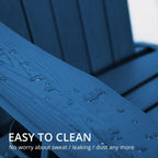 LUE BONA HDPS Adirondack Chairs, 1 Chair, Long-Lasting All-Season Outdoor Patio, Hidden Cup Holder, 350 LBS, Navy Blue