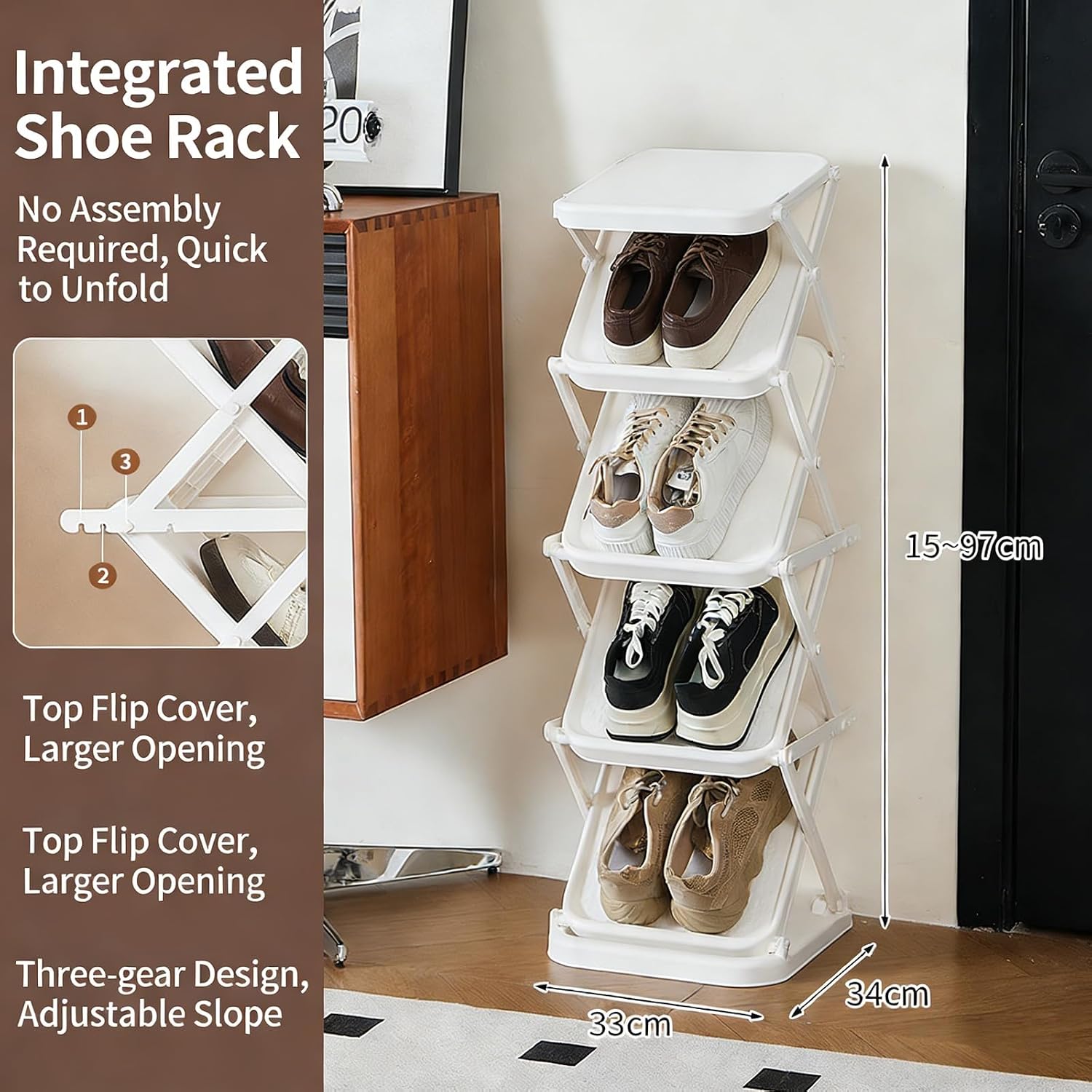 Portable Shoe Shelf Multifunctional Foldable Shoe Rack Space Saving Multi Layer Storage for Entryway Easy Assembly