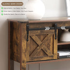 Entryway Table with Storage, Farmhouse Buffet Cabinet Coffee Bar Kitchen Island with Sliding Barn Doors & Shelves, Console Table for Kitchen, Dining Room, Living Room, Brown