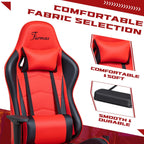 Furmax Office Chair Leather Desk Gaming Chair, High Back Ergonomic Adjustable Racing Chair,Task Swivel Executive Computer Chair Headrest and Lumbar Support (Red)
