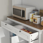 71" Tall Kitchen Pantry Storage Cabinet with Microwave Stand, Freestanding Buffet with Hutch, 2 Drawers, 5 Doors, Adjustable Shelves and Glass Doors for Kitchen, Dining Room, White,15.8 * 39.3 * 70.8