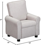 Olive & Opie Jordan Kids/Toddler Push Back Recliner Chair, Lounge Sofa for Boys & Girls Ages 3 and Up, Soft Upholstery, Greige