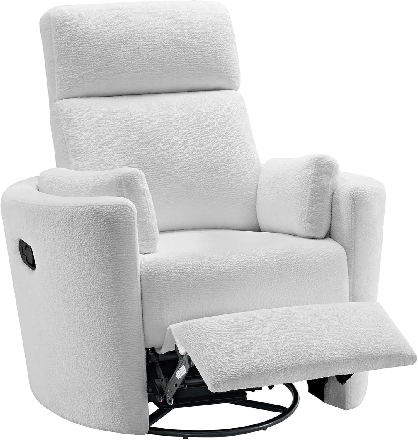 Soho Baby Nottingham Upholstered Glider Recliner Rocking Chair 360° Swivel for Nursery and Living Room, Plush White