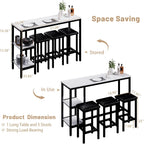 uhomepro 4-Piece Kitchen Bar Table Set with Storage Shelves - 57.1” Sofa Table with Stools, Simple Style, Easy Assembly, Perfect for Small Spaces, Restaurants, and Studio Apartments (White+Black)