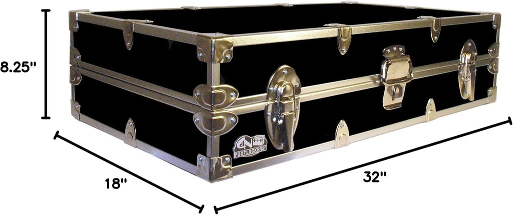 C&N Footlockers College Dorm Room Under Bed - The Slim Lockable Trunk - 32 x 18 x 8.25 Inches (With Cable Lock)
