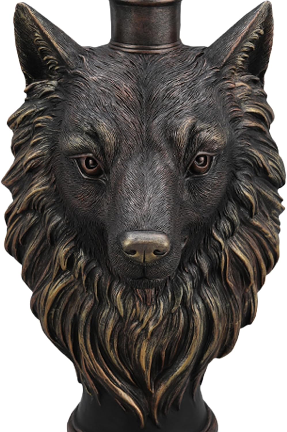 Virubi Wolf Head Accent Table Animal Statue End Table, Faux Marble Top Resin Pedestal Table, Luxury Statement Furniture for Living Room Hallway