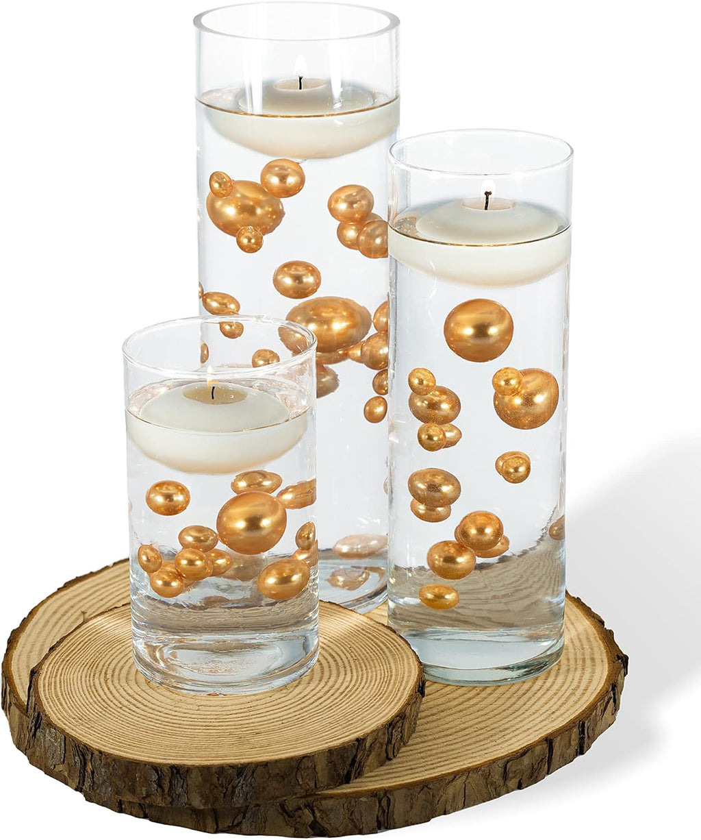 300 Floating Gold Pearls- Large Sizes- Fills 4 Gallons for Your Vases