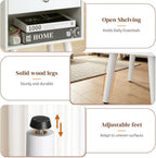 Bonnlo White Nightstand Set of 2, Modern Bedside Table with Drawer Open Shelf, End Table with Solid Wood Legs for Bedroom,