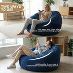 YuppieLife Large Foam Filled Bean Bag Chairs for Kids Teenagers Adults Living Room Gaming Relaxing 4F Machine Washable Lazy Sofa（Blue