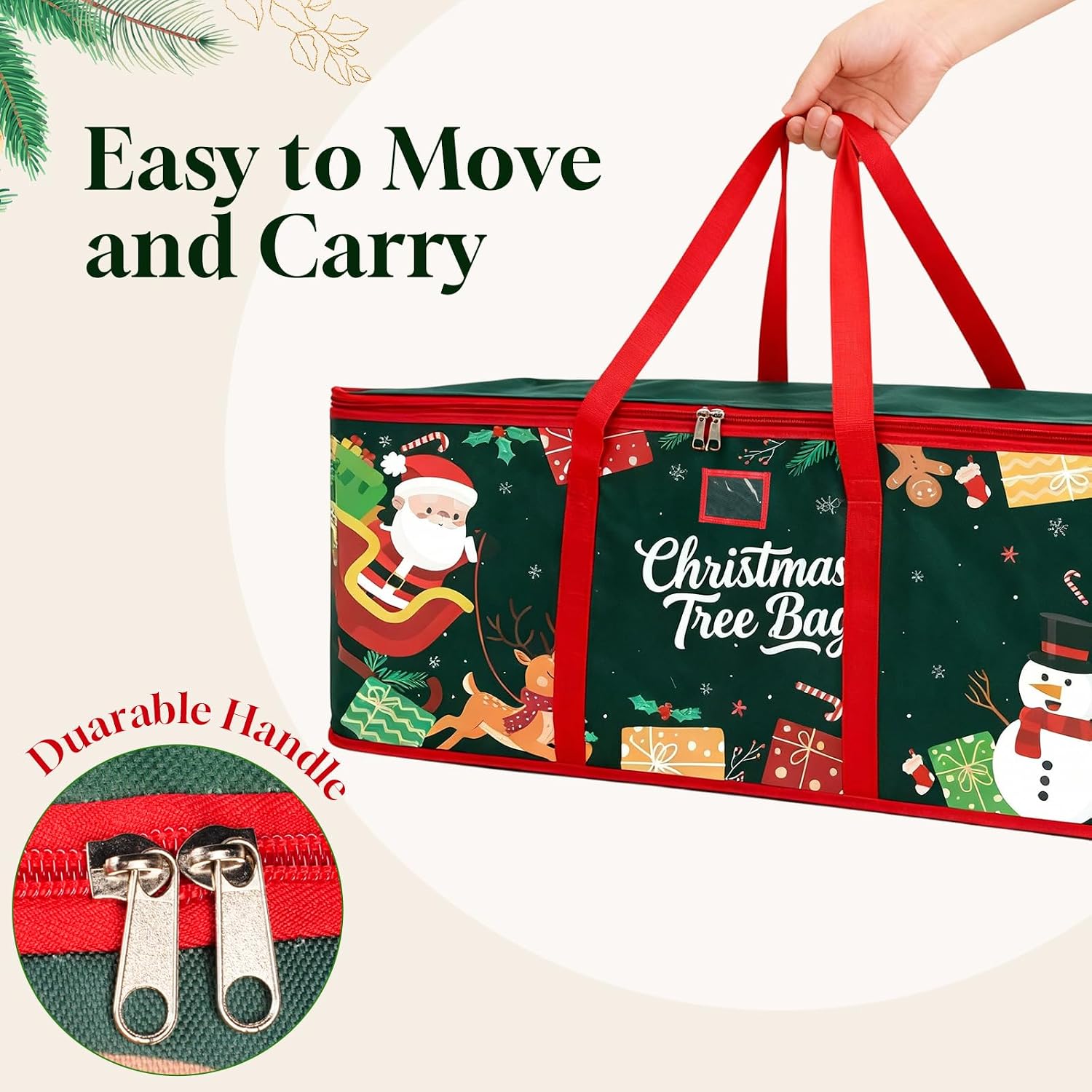 Christmas Tree Storage Bag: Oxford Fabric Tree Bag Fits up to 7.5 ft Tall Christmas Artificial Tree with Wide Opening Dual Zippers Waterproof Protects from Moisture Dust