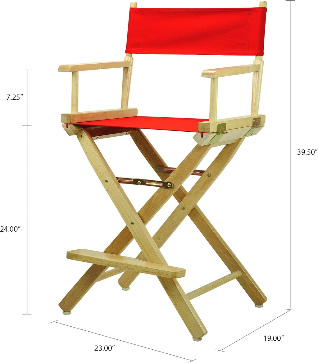 Casual Home 24" Director's Chair Natural Frame with Red Canvas, Counter Height