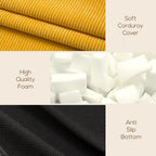 N&V Large Crescent Bean Bag Chair, Adult Size Bean Bag Sack, Foam Filling, Soft Premium Corduroy Bean Bag for Living Room Bedroom Dorm and Office (Brown Sugar)