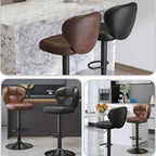 Reception Chair, Home Office Desk Chair, Adjustable Swivel Barstools, Metal Bar Stools, for Lobby, Training Room, Meeting Room(Black Chassis,Browns)
