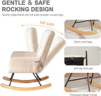 Rocking Chair Nursery with Airbag, Nursery Rocking Reading Chair Indoor, Cozy Upholstered Glider Rocker Chairs for Living Room Bedroom Offices, Sillas Mecedoras(Chenille, Beige)