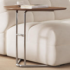 Miuuod C-Shaped End Table,Small Side Table for Couch, Sofa Table with Metal Frame,Laptop Snack Table for Living Room,Bedroom,Home Office,Bedside,Wood
