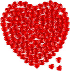 150 Pieces Red Acrylic Heart Shaped Crystals Gems | Translucent, Table Scatter, Valentine's Day & Wedding Decoration, Vase Filler