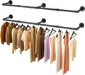 Wall Mounted Clothes Rack 52.6in, Industrial Pipe Clothing Racks Wall Mount, Heavy Duty Detachable Iron Garment Bar, Saving Space, Multi-Purpose Hanging Rod for Bedroom, Laundry Room, 2 Packs