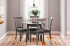Signature Design by Ashley Shullden Upholstered Dining Chair, Set of 2 | Hardwood solids frame in medium gray, Easy-clean charcoal polyester over foam, Space-saving armless slat-back design