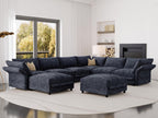 DreamDashio 159" 8-Seat U-Shaped Sectional Sofa, Oversized Modular Cloud Couch with Storage, Adjustable Arms & High Back, Dark Grey Chenille for Large Living Room
