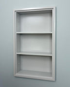 14x24 Sloane Recessed Wall Niche Medicine Cabinet Replacement, in The Wall Bathroom Cabinet Insert Shelf/Shelves, Made in North America, Real Wood, NO MDF, Light Gray Plain Back