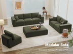 Modular Loveseat Couch Cloud Couches for Living Room - 79" Boneless Sofa - No Assembly Required, Cozy Corduroy Convertible Full Sponge Compression Sofas for House, Apartment(Green)