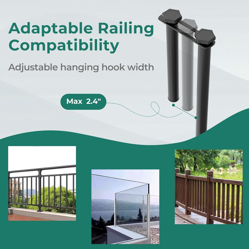 Tangkula Balcony Railing Table, Outdoor Folding Hanging Table with Metal Frame, Space-Saving Bar Serving Table Fits Railings Up to 2.4” Thick for Patio, Porch, Deck