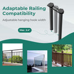 Tangkula Balcony Railing Table, Outdoor Folding Hanging Table with Metal Frame, Space-Saving Bar Serving Table Fits Railings Up to 2.4” Thick for Patio, Porch, Deck