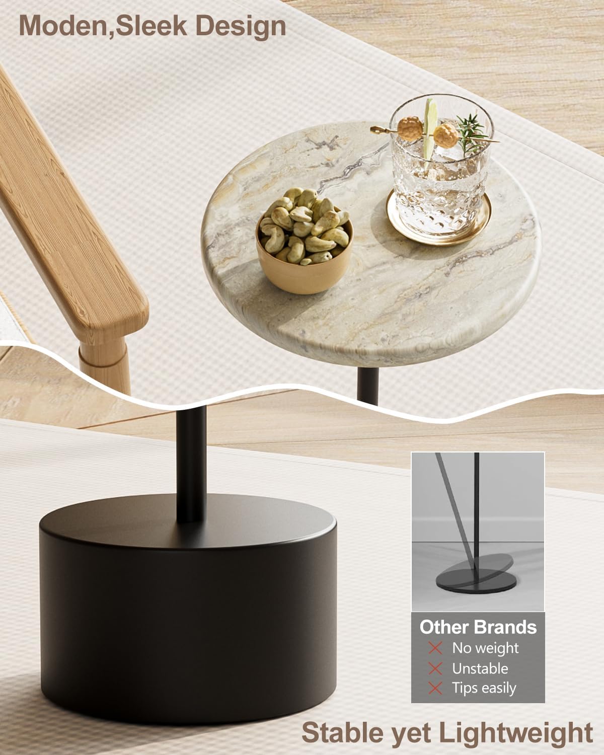 Black Drink Table Pedestal, Round Side Table, Drink Tables for Small Spaces, Pedestal End Table, Small Pedestal Table