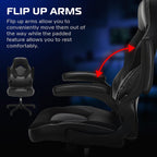 RESPAWN 3085 Ergonomic Gaming Chair for Adults, High Back Office Chair with Headrest and Flip Up Arms, Leather Racing Style Gaming Seat with Lumbar Support, Video Game Computer Desk Seat - Black