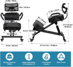 Ergonomic Kneeling Chair with Backrest & Lumbar Support, Adjustable Desk Chair with Wheels & Thick Cushion, Improve Sitting Postures & Relieve Lower Back Pressure, Perfect for Study & Work from Home