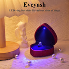 Luxury LED Lighted Ring Box - Heart Shaped Elegant Red Ring Case for Wedding Rings, Perfect for Engagement, Proposal, Anniversary, Ceremony, and Gift Giving