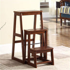 Step Stool Solid Wood Step Stool with 3 Steps | Lightweight & Foldable Multipurpose Ladder Shelf - Capacity 150kg
